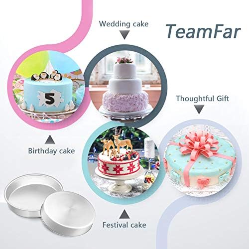 TeamFar 8 Inch Cake Pan, Stainless Steel Round Baking Pans with Lids-4