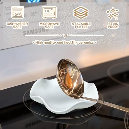 5.12 Inch Spoon Rest for Stove Top, White