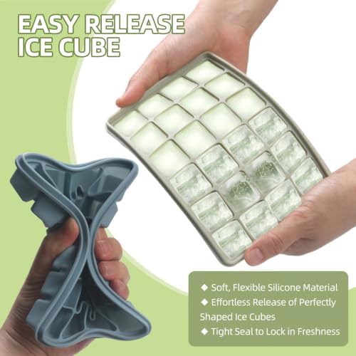 4-Pack Silicone Ice Cube Trays with Lid, Easy Release Ice Cube Molds