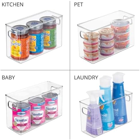 iDesign Slim Clear Plastic Storage Bin, Tall Narrow, 4-Pack