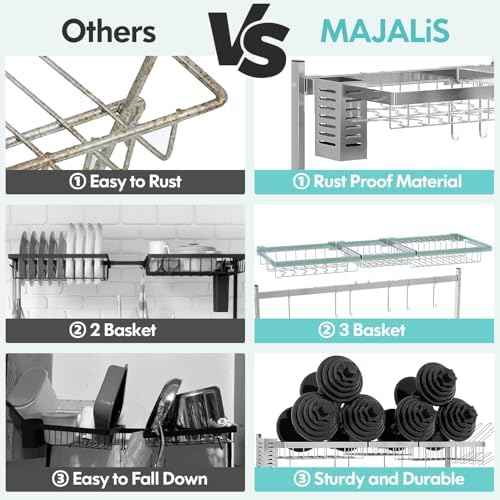 MAJALiS 2 Tier Extra Large Stainless Steel Over The Sink Dish Drying Rack
