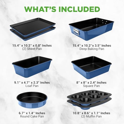 NutriChef 8-Piece Nonstick Stackable Bakeware Set - PFOA, PFOS, PTFE