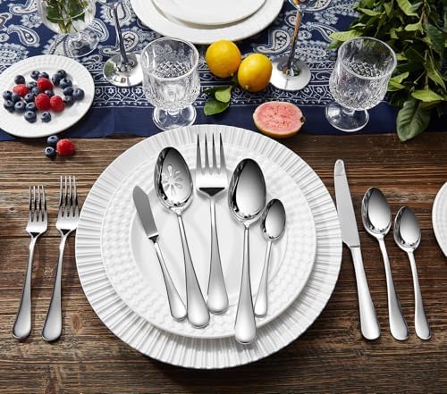 KEAWELL Premium Verona 20/45/65-Piece Silverware Set (65, Silver)