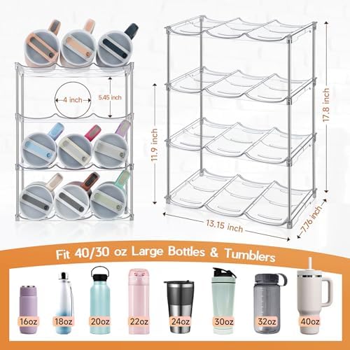 Sbosbo Water Bottle Organizer, Stackable Bottle Storage Rack, 4 Pack