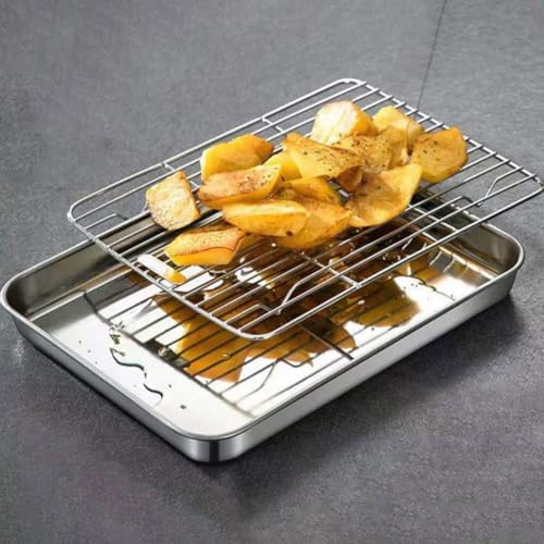 2 Sets Baking Sheet with Cooling Rack Stainless Steel Cookie Pan