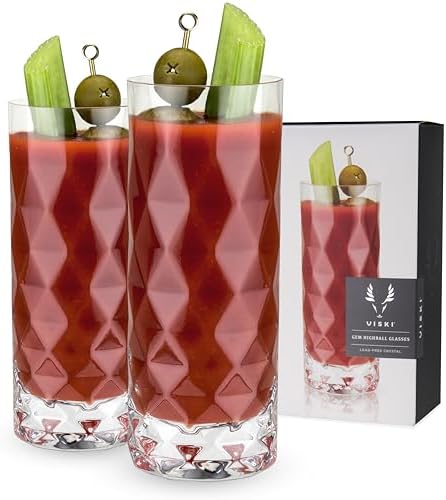 Viski Raye Gem Crystal Highball Tumblers Set of 2 - Premium Crystal