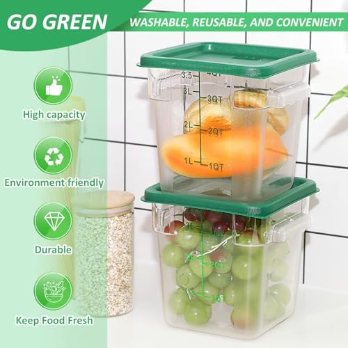 Yungyan 6 Pcs Commercial Food Storage Containers 4 Qt Square Acrylic