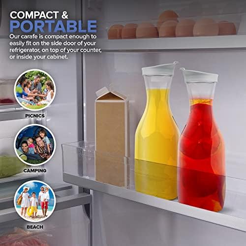 Plastic Juice Carafe with Lids (Set of 2) 50 oz Carafes for Mimosa