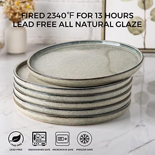 AmorArc Ceramic Plates Set of 6, 8.5 Inch Stoneware Small Plates Set
