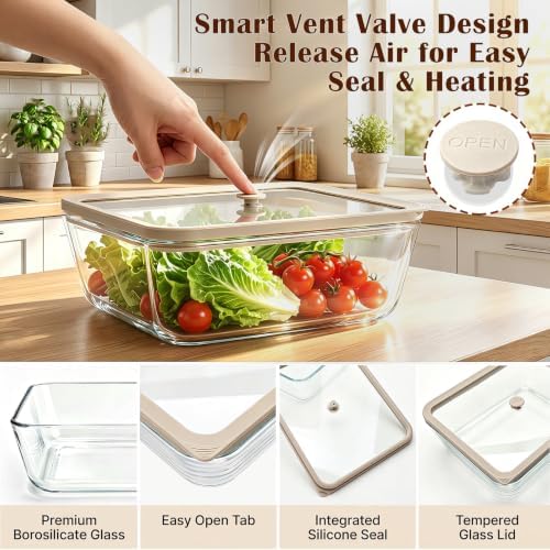 2 Pack 11Cups/ 89 oz Large Glass Food Storage Containers with Lids
