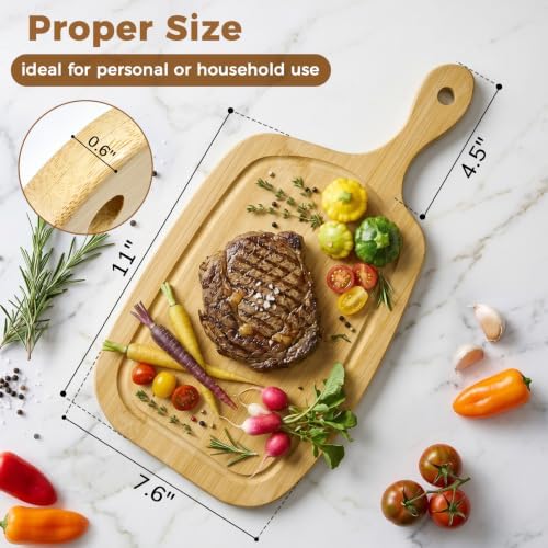 Bamboo Cutting Boards with Handle Set of 2, for Cheese Board - 15.5" ×