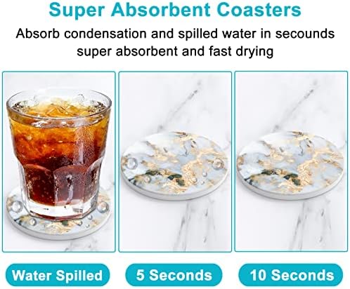 Nipichsha Coasters for Drinks, Set of 6 Cute Absorbent Ceramic Drink