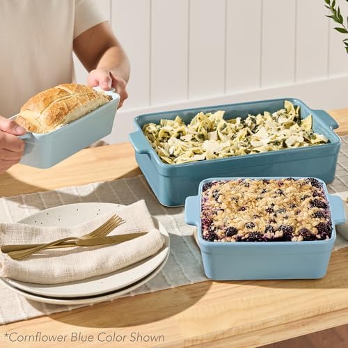 Choice Products 3-Piece Ceramic Casserole Baking Dish Set Sage Green