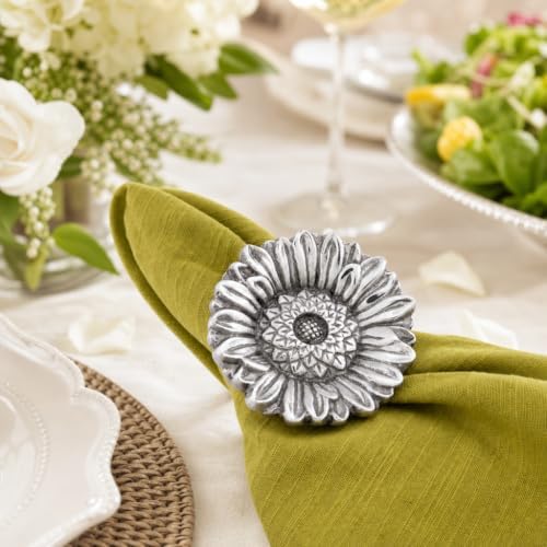 Arthur Court Napkin Ring Set - Butterfly and Flower Design - Artisan