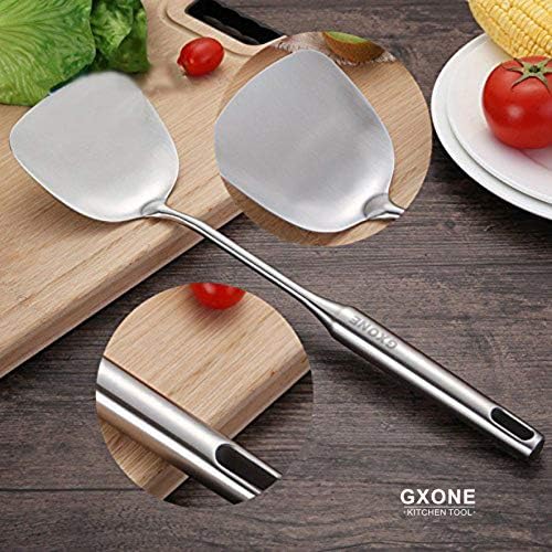 Wok Spatula,Stainless Steel,Long Handle Wok Utensils,Silver/14.7Inch