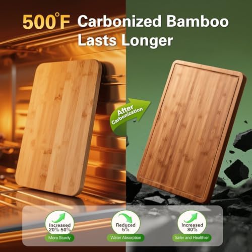 Zarler Bamboo Cutting Boards for Kitchen, 4 Piece Durable Wood Cutting