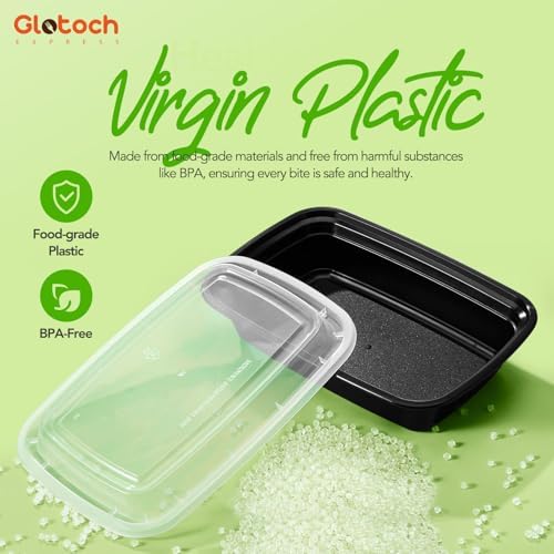 Glotoch Meal Prep Containers with Lids, 16 oz, 10 Pack (20-Piece)