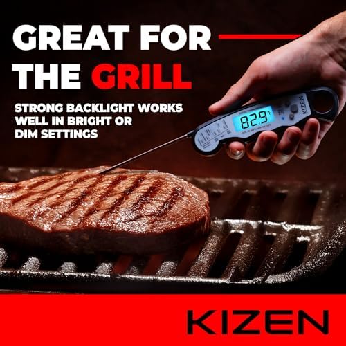 KIZEN Instant Read Digital Meat Thermometer, IP67 Waterproof