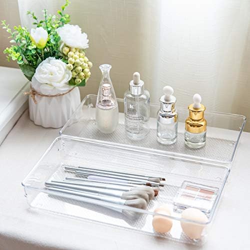 3 Pack Clear Plastic Drawer Organizer Trays, 12" X 6"