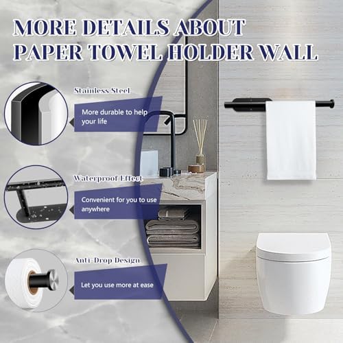 Black Self-Adhesive Under Cabinet Paper Towel Holder