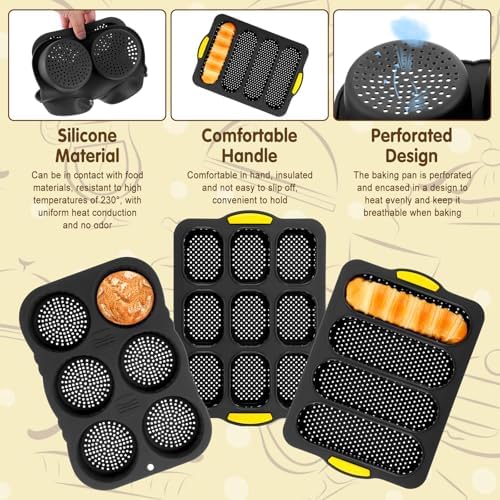 Set of 5 Silicone Hamburger Bun Mold 4 6 9 Cup Hamburger Bun Pan with