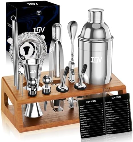 IOV Cocktail Shaker Set Bartender Kit with Stand | Bar Set Drink Mixer
