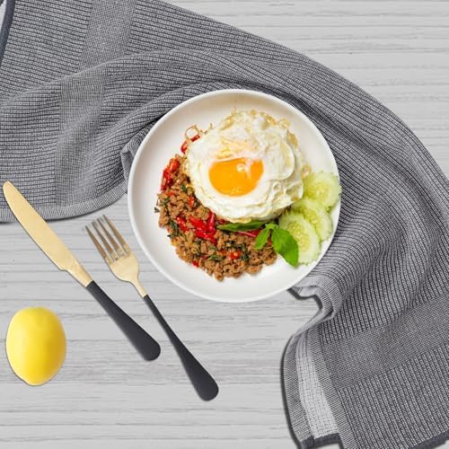 Homaxy 380 GSM Cotton Premium Kitchen Towels 6 Pack, 18"x 28", Grey