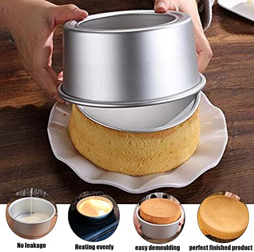 EXGOX 2 Pack 6-Inch Non-Stick Deep Aluminum Round Cake Pan With