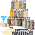 AOZITA 24 Pcs Glass Spice Jars with Labels - 4oz Empty Square Spice