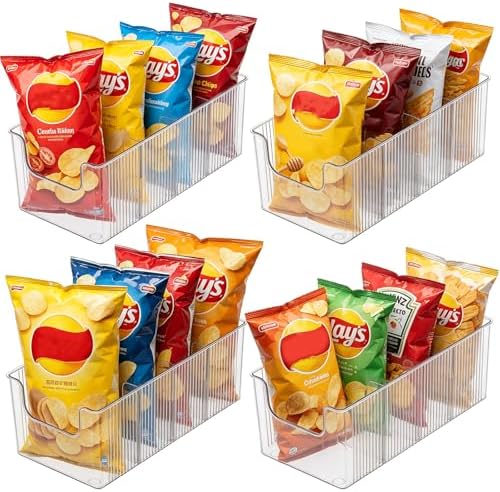 4 Pcs Chip Bag Organizer for Pantry, 4-Compartment Chip Storage