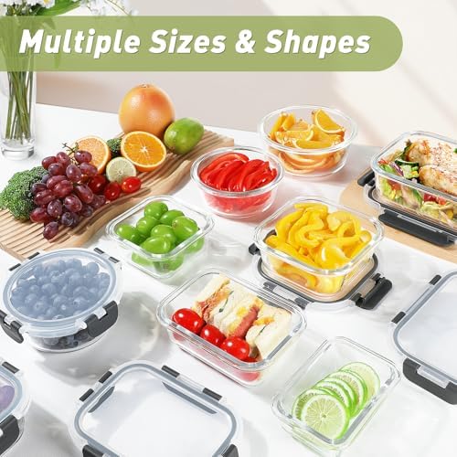 BAYZZ 30-Piece Glass Food Storage Containers with Lids