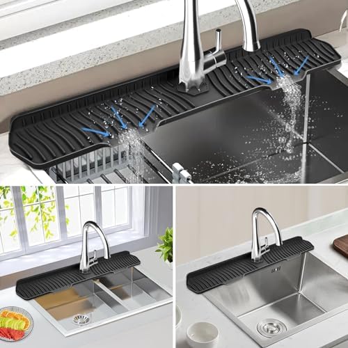 Kitchen Sink Splash Guard Gen2-30" x 6'' Silicone Sink Mat Splash