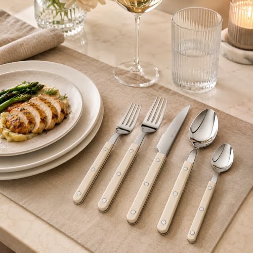 Khen Cutlery Set of 20, 18/8 Stainless Steel Flatware, Modern