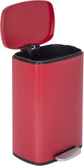 FDW | 13 Gallon Trash Can with Lid | Red | Fingerprint-Proof | Made of Brushed by FDW