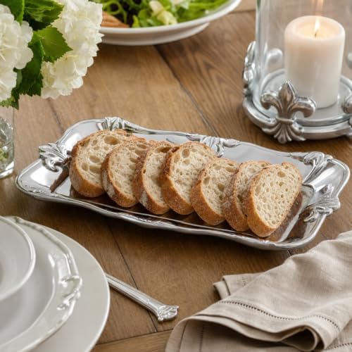 Arthur Court Fleur-De-Lis Bread Tray - Sand Casted Aluminum Serveware