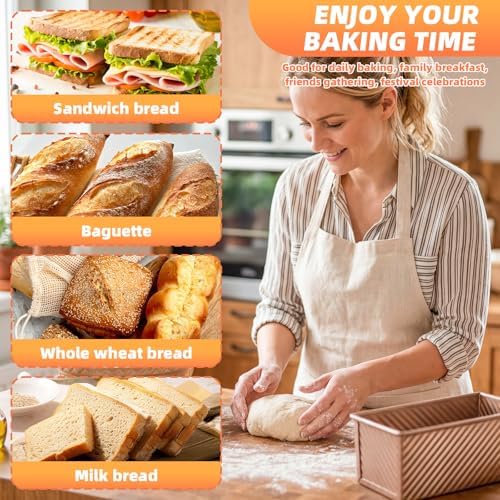 3 PCS Pullman Loaf Pan with Lid, 2.2 lb & 1 lb & 0.8 lb Dough