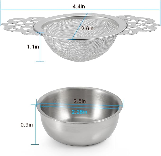 Picowe 2 Pack Tea Strainer Bowl, Stainless Steel Sliver Tea Strainers - Image 6