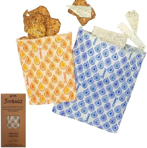 BeeBAGZ Beeswax Wrap Food Storage Bags, Pack of 2