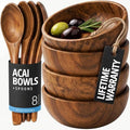 Zulay Kitchen Teak Wood Dipping Bowls with Spoons Set – 8 Piece Wooden