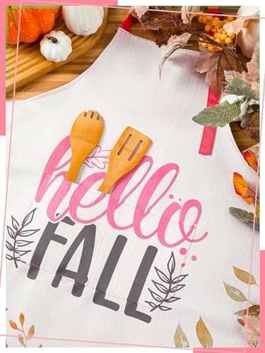Geetery 4 Pcs Fall Thanksgiving Aprons with Pocket