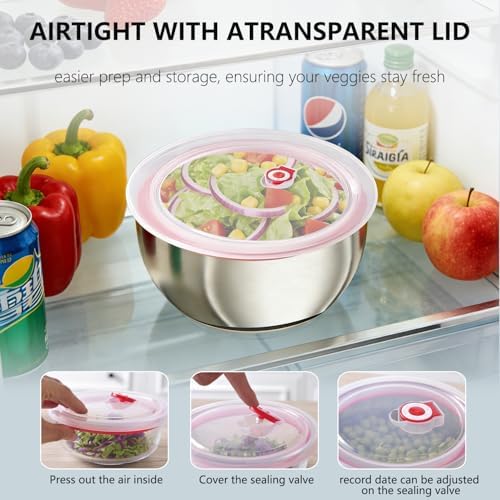 Large Salad Spinner with Storage Lid, 5.29QT Stainless Steel
