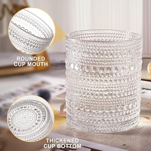 OPAYLY hobnail Drinking Glasses Old Fashion Glass 10oZ rocks glasses