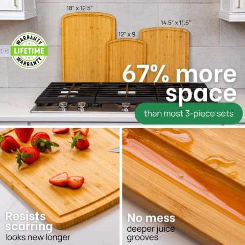 Greener Chef Luxury Wood Cutting Board 3-Piece Set with Vertical Grain