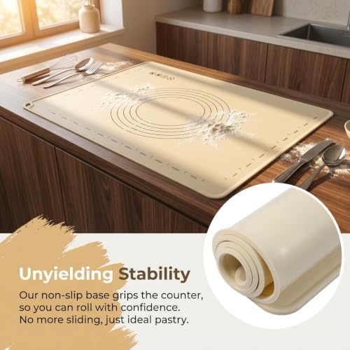 Silicone Baking Mat with Rolling Pin Set, 28 x 20 Inch