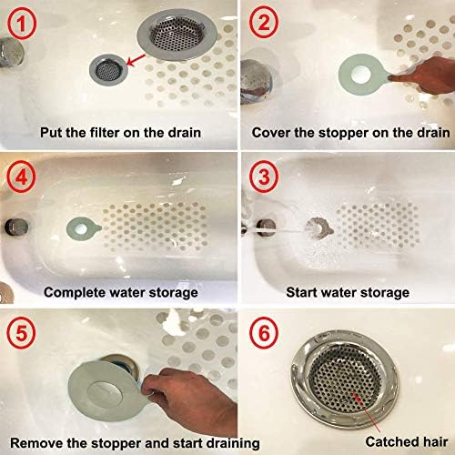 Seatery 2PCS Bathtub Stopper Hair Catcher Kit, Bathtub Drain Strainer
