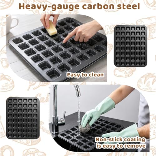 2 Pcs Mini Brownie Bites Pan with Dividers 48 Cavity