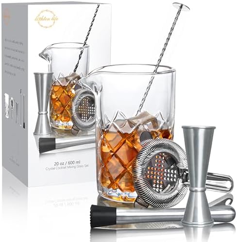 LIGHTEN LIFE Cocktail Mixing Glass Set,Bar Mixing Set with 20oz