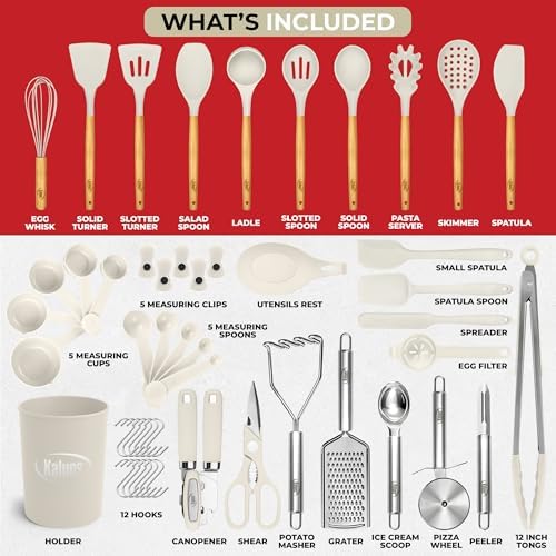Kaluns 50 PCS Silicone Kitchen Utensils Set