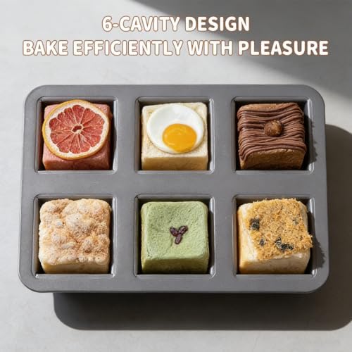 6-Cavity Mini Pullman Loaf Pan with Lid, Mini Loaf Pan