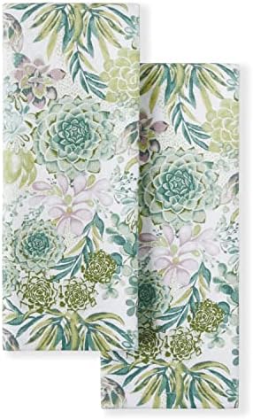 Martha Stewart Dual Purpose Kitchen Towel 2-Pack Set, Succulents